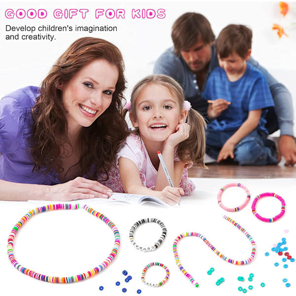 Håndlavede flade perler af polymer ler 6mm 2600stk løse afstandsperler til armbånd, øreringe, halskæder