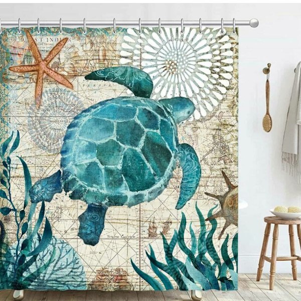 Skildpadde Bruseforhæng 180x180 cm, Bruseforhæng Anti-Mildew Fabr