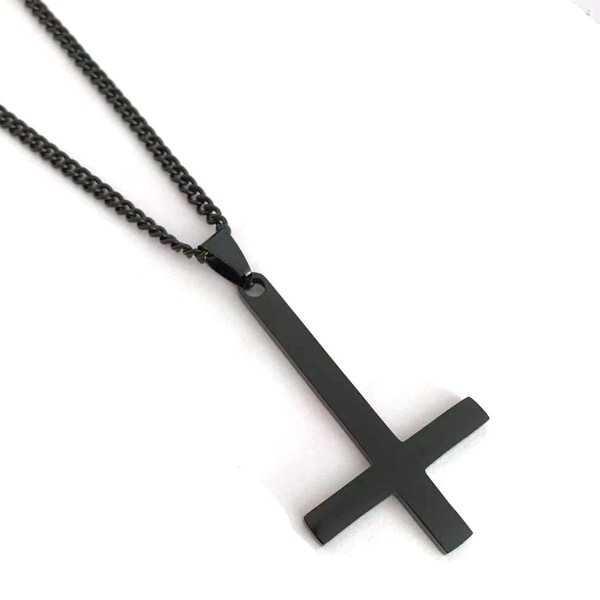 Musta Ristiriipus Miehille Hopea Ristiketju Miehille Gootti Ristiriipus Miesten Ristikaulakorut Ruostumaton Teräs Risti