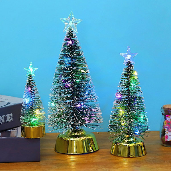 Liten tall julgran, för julklapp, semesterfest, hemträd dekor, flerfärgad 19cm (1 förpackning)