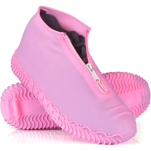 (Vaaleanpunainen, L) Vedenpitävät kengänsuojat, uudelleenkäytettävät silikonikengänsuojat