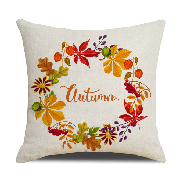 Thanksgiving Fall Pillowcase 18" x 18", Set of 4 Cotton Line