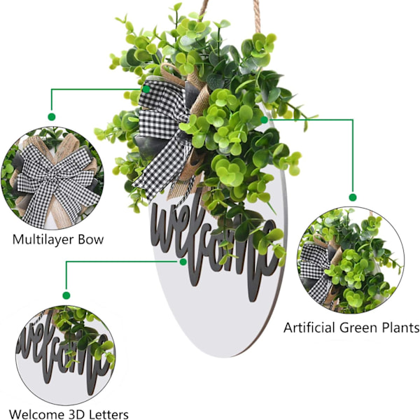 Velkommen Skilt Velkommen Inngangsdør Rundt Tre Skilt Hengende Velkommen Skilt for Landsted Veranda Vår Velkommen Skilt Inngangsdør
