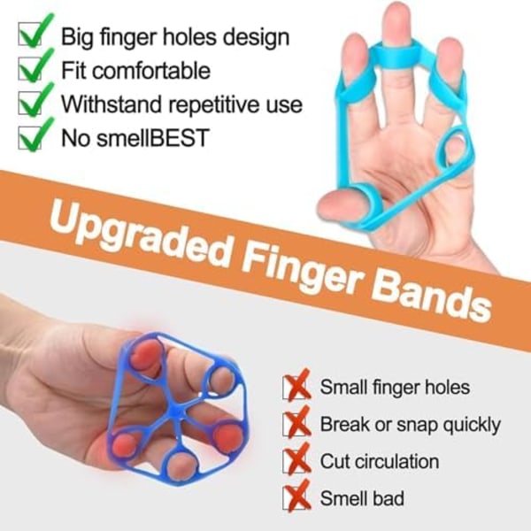 8,5x5,5x1cm 6 st Fingerövningar och Handstyrke Rehab, Fingergreppstyrketränare, Handförlängningsövning