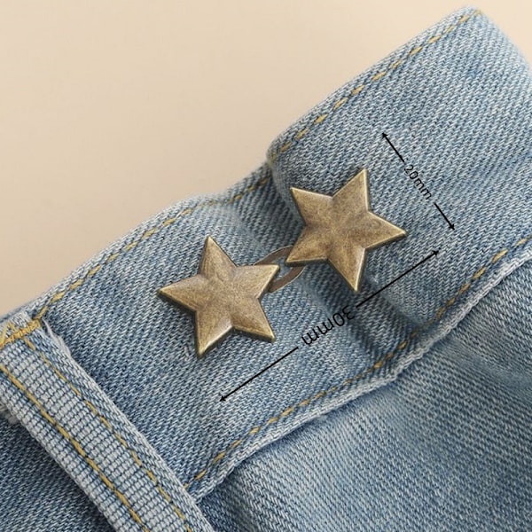 4 Sett Justerbare Jeansknapper, Ingen Grunn til å Sy Avtakbare Knappnåler, Perfekt Passform Avtakbar Øyeblikkelig Knapp. (Kobberstjerne)