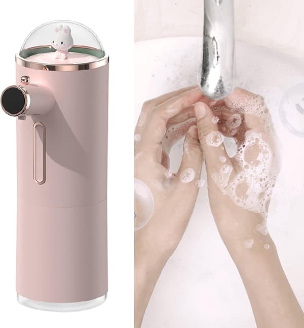 Automatisk sæbedispenser, sød automatisk sæbedispenser, automatisk skumsæbedispenser (lyserød)