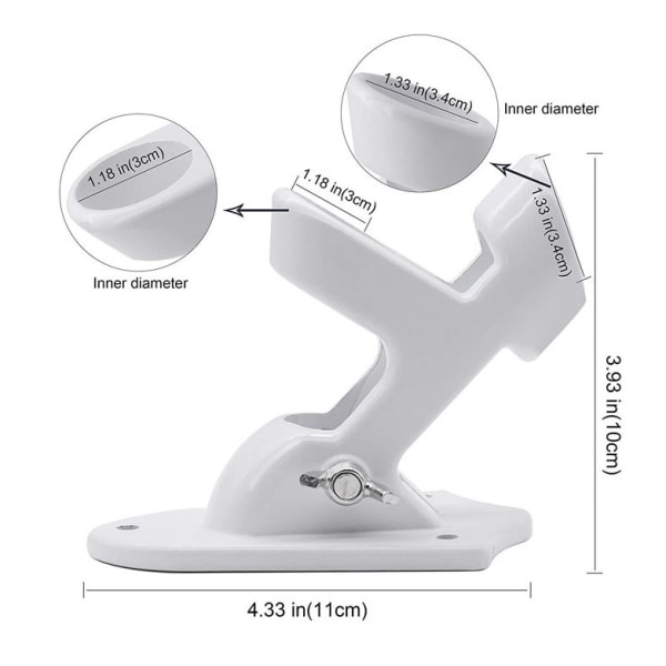 (Hvit) Justerbar flaggstangbrakett flaggstang aluminium flaggstang