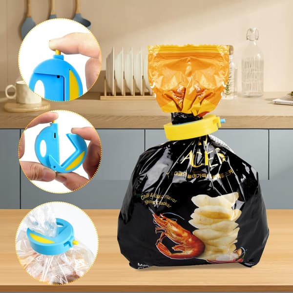 8 stk. Pose- og matlagringsspenner for snacksposer (blå)
