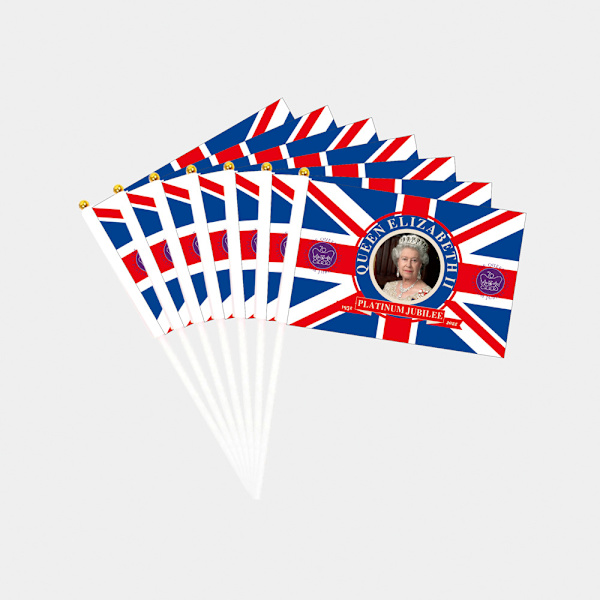 20 Pakke Dronning Elizabeth Håndviftning Flag 70. Bryllupsdag
