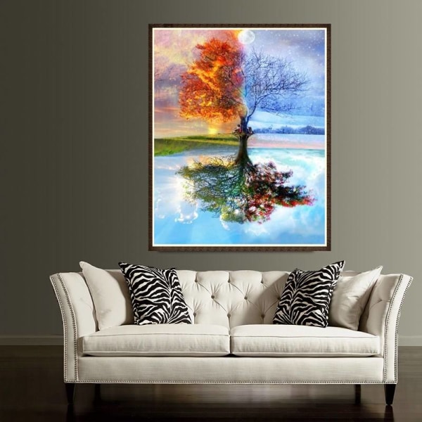 (30x40cm)landscape tree hand embroidery kit home decor paint