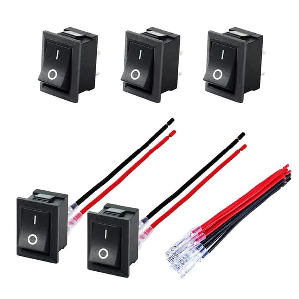 10 stk. Mini Toggle Switch 2-polet vippekontakt med ledninger Sort