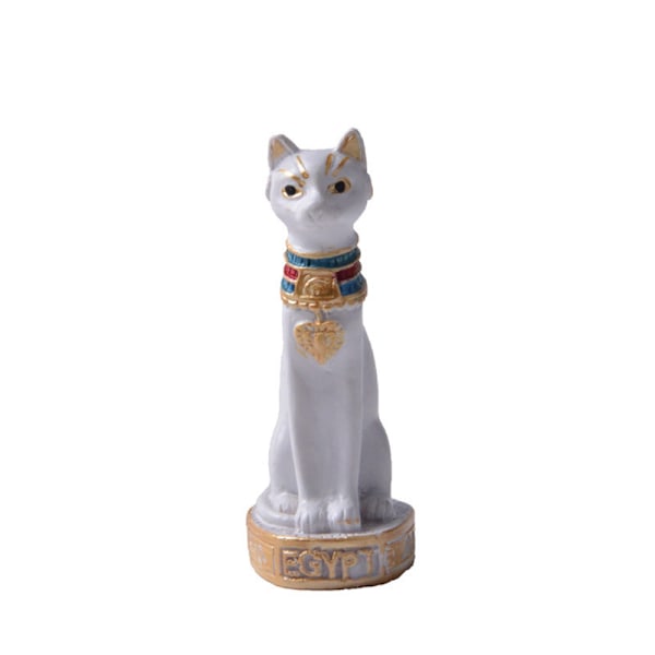 Liten - Bastet Akvarium Forntida Egypten Fisk Tank Dekorationer Katt Gudinna Skulptur Figur Figur White