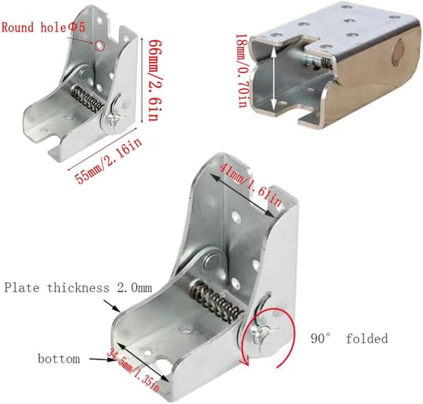 Selvlåsende foldebeslag til foldeben, foldbar bordplade, foldbart køkkenbord (2 sølv)