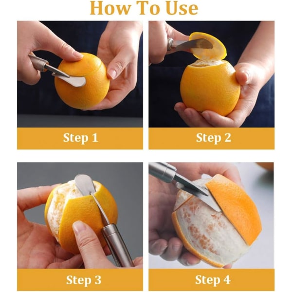 Apelsin Citrus Skalare Rostfritt Stål Slicer Cutter Peeler Remover Öppnare Humaniserad Design Böjd Ha