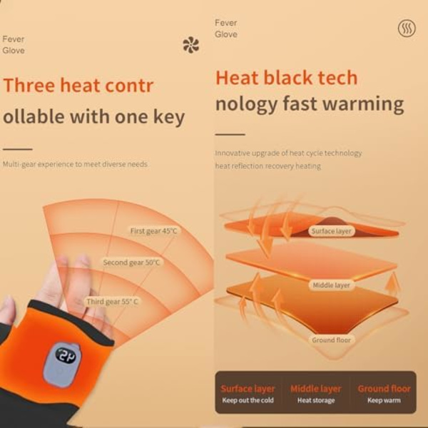 Laderbare USB-oppvarmede smarte hansker, vintervarme hansker med justerbar temperatur, kontorspill utendørs varm Scr