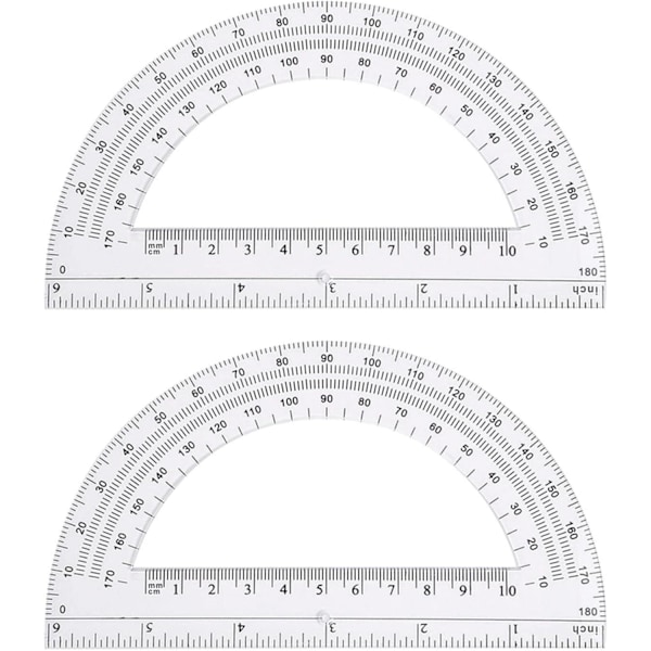 (Klar, Hul) 2 stk 6 tommer 4 tommer Plast Vinkelmåler Matematikk Vinkelmålere 180 Grader Vinkelmåling, Gjennomsiktig Protra