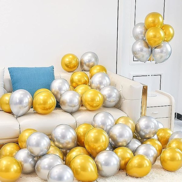 Guld Ballonger, 50 Pack Guld Metall Ballonger 12\" Krom Guld B