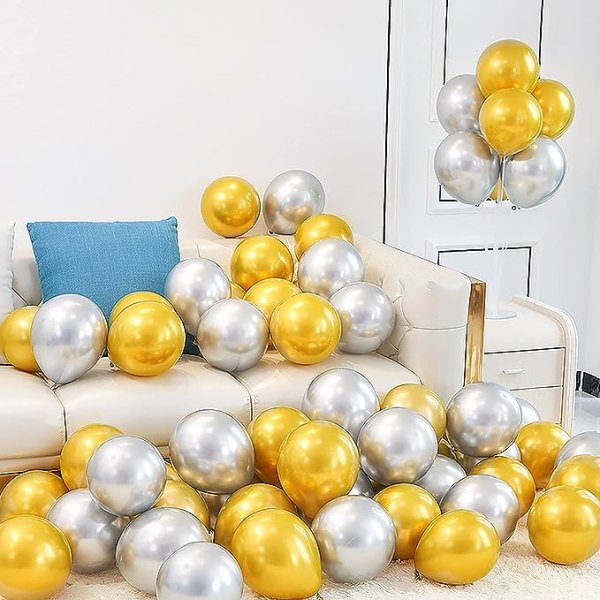 Guldballoner, 50 pakke guldmetalballoner 12" kromguld B