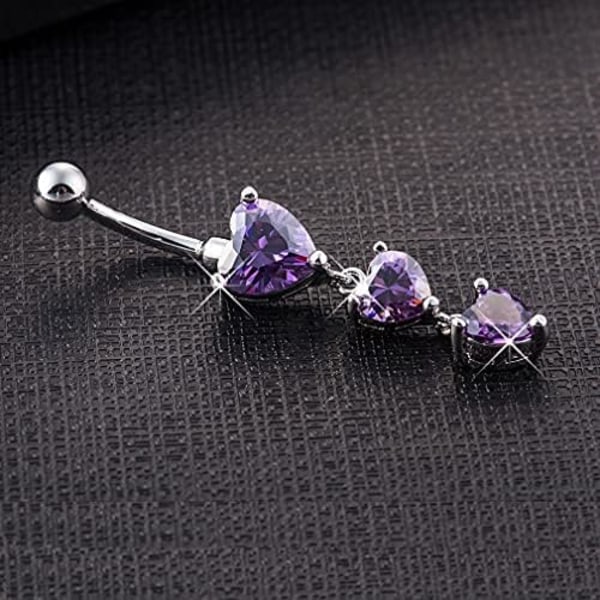 9x44mm Navle Ring med Hjerteformet Cubic Zirconia Vedhæng til Kvinder - Krops Piercing Smykker