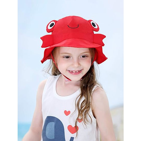 Baby solhatt småbarn sommarhatt UPF 50+ hinkhatt pojke anti-ultraviolett solhatt Crab brim hat