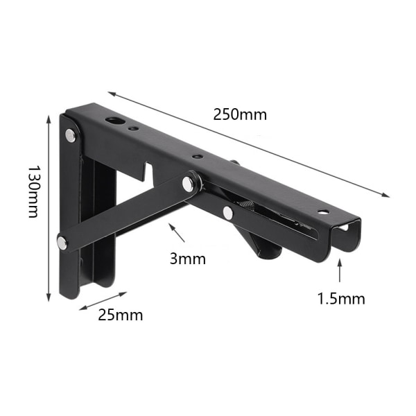 2 stk. 25 cm Foldbare Hyldebeslag, Foldbar Konsolbeslag, Robust Foldbar Hjørnehyldebeslag