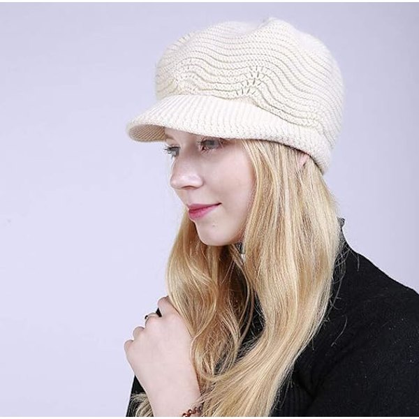 1 x Myk strikket beret for kvinner med hodeskallevisir