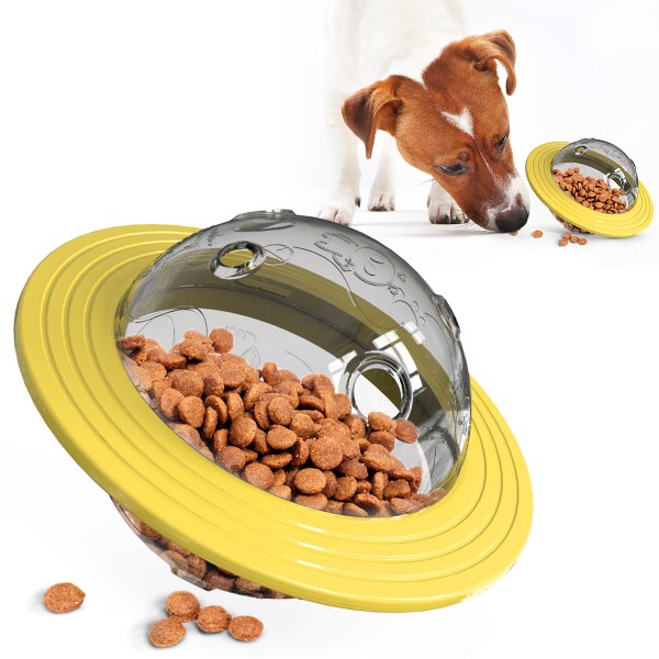 YELLOW-Dog Toys Ball Food Dispenser Iq Puzzle Pet Training Leksaker F