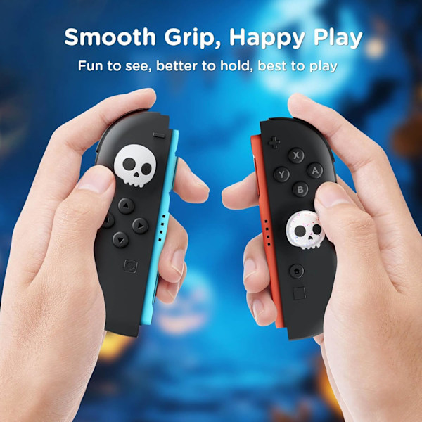 Tumgrepp Kompatibla med Nintendo Switch 2 (2025) – 4 st Vita/Glitter Döskalle Design Silikon Joystickskydd, Bekvämt Kontrollspaksskydd Present