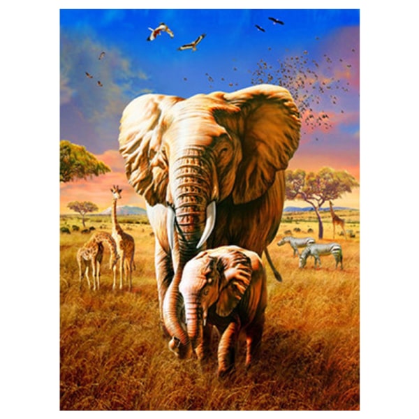 30 x 40 cm, Afrikansk elefant Diamantmaleri Broderi