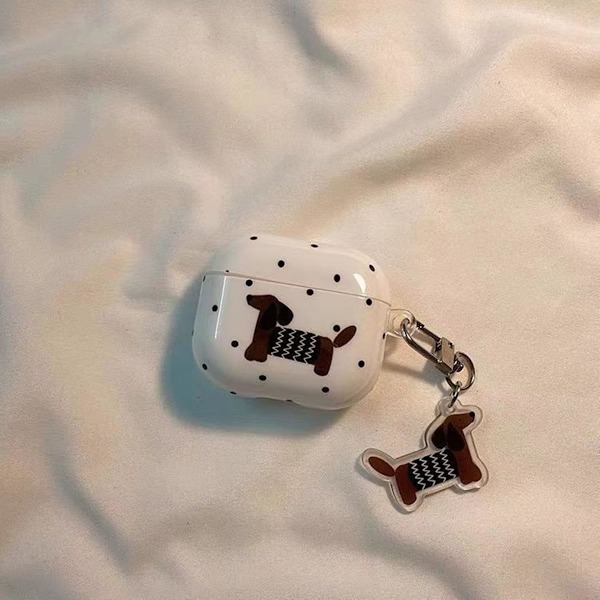 1 st Hörlursskydd för AirPods 4:e Generationen (2024) med Valpnyckelring, Söt Tecknad Rolig Taxdesign för AirP