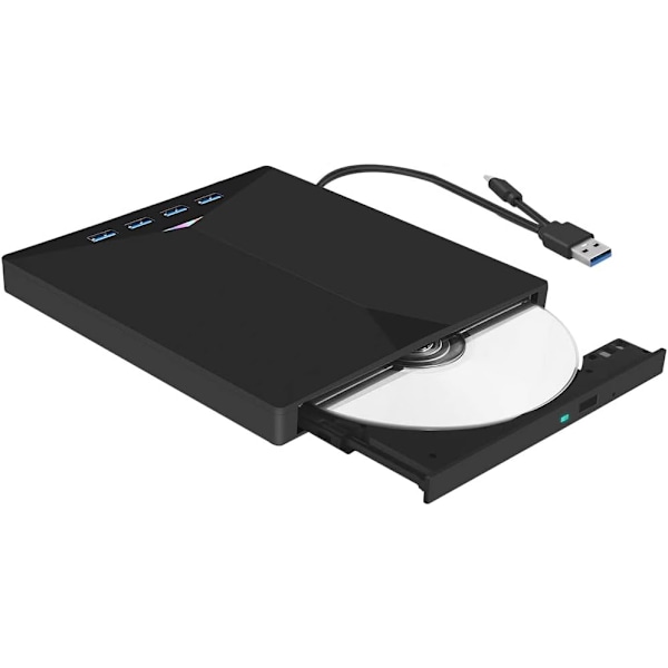 USB 3.0 ja Type-C ulkoinen DVD/CD-ROM-lukija ja poltin SD/TF-kortti- ja USB-lukijalla, CD-RW VCD f