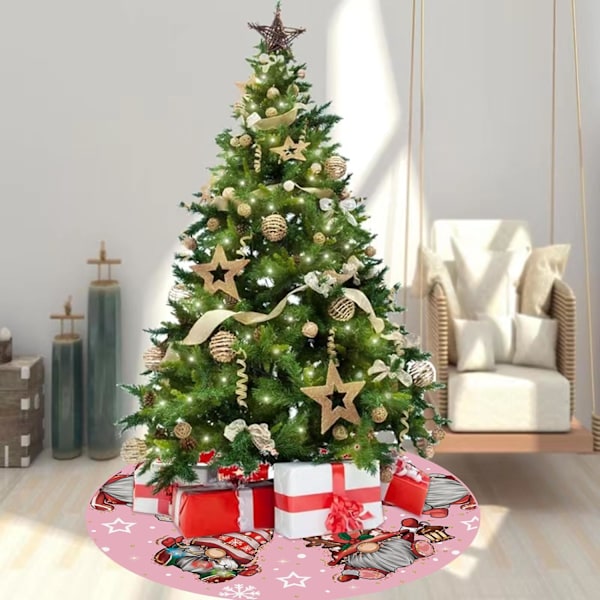 1 stk Juletre Skjørt Rosa Juletre Skjørt Glitter Nisser Snøflak Jul Vinter Juletre Skjørt 48 Tommer for Rosa Jul I