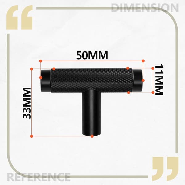12-pak Sort 50 mm riflede skabsgreb, møbelskuffegreb