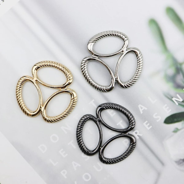 6 stk. Tørklædering med tre ringe Tørklæde Spænde Simpel Mode Wrap Holder Klemme Triple Slide Smykker Silke Tørklæde Lås Clips f