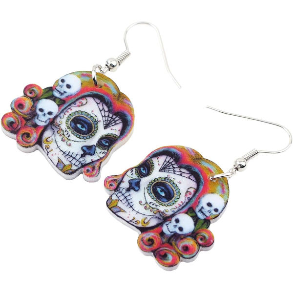 Akryl Drop Dangle Novelty Halloween Skalle Ørepynt Punk Smykker For Kvinner Festgaver Gave