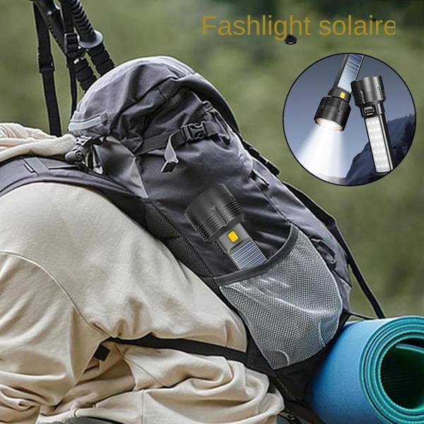 Hög Ljusstyrka Camping Ficklampor - Solcellsdriven LED Ficklampa | Lång Räckvidd Sollampa för Utomhus, Hem, Camping