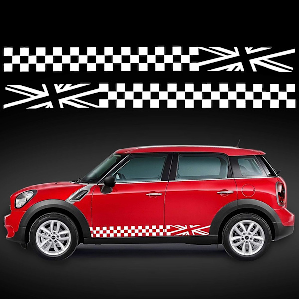 (Hvid) 1 par 18cm Racing Ternet Flag Side Stripe Stickers Gitter Grid Stripe Grafik Vandtæt