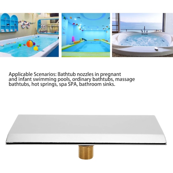Vattenfallsbadkarspip G1/2 Extern gänga Rostfritt stål Vattenfallsbadkarspip SPA Badrum Simbassäng Silver W
