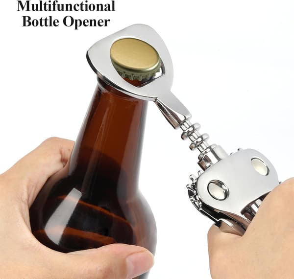 Vinåbner, vinflaskeåbner, zinklegering vingeproptrækker kraftig, proptrækker ølåbner til bartendere, multifunktionel