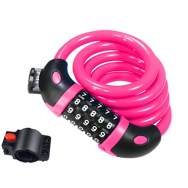(Pink) Pyörän lukko, pyörän lukko pitkä 120cm x 12mm, kaapeli varkaudenestoon