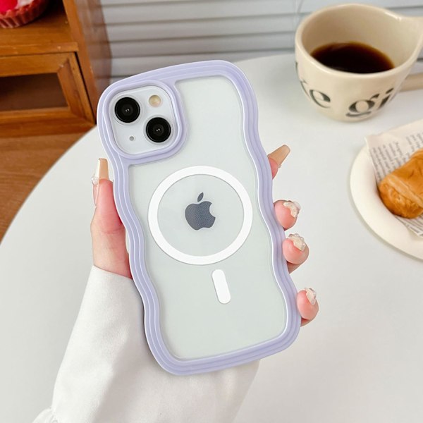 Magnetiskt Transparent Skal för iPhone 13/13 Pro/13 Pro Max Kompatibelt med MagSafe, Lila Söt T iPhone 13