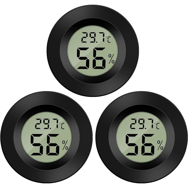 (3 STK） Mini digitalt LCD termometer Hygrometer -50~70℃ 10%~99% RH Bærbar til kontorkøkken Humido