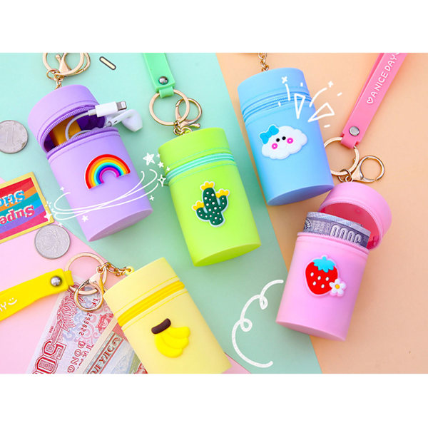 Petit Porte-clés Porte-Monnaie, Seau Porte-clés Porte-Monnaie Change Pouch, Porte-clés en Silicone P