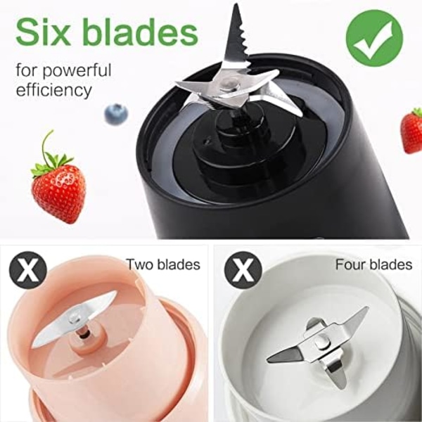 8,5x26,3cm Bärbar 380ml för Shakes och Smoothies: Personlig Storlek Enkelt Serverings Reseblandare, Mini Blender för Fruktjuice