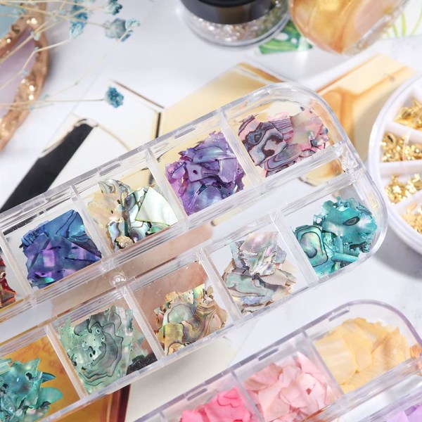 Abalone Shell Sequins for Nail Art(Style 1), Multicolor Seashell Irregular Sequins Abalone