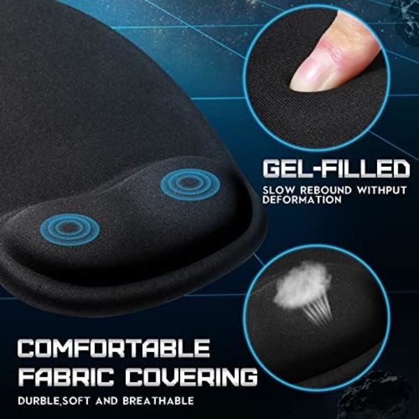 9-pack Ergonomiskt Musmatta med Gel-handledsstöd, Minnesskum Musmatta, Halksäker PU-bas, Smärtlindring för Mus