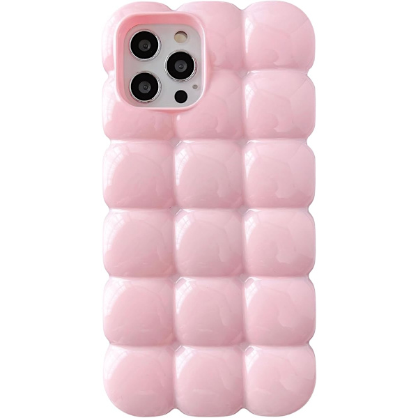 3D Terninggitter Sød Farve Blød Kompatibel med iPhone Cover (Pink, iPhone 13)