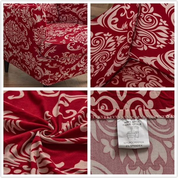 (Barockstil) 2-teiliges Stretch-Wingback-Stuhl-Hussen-Sessel-Hülle