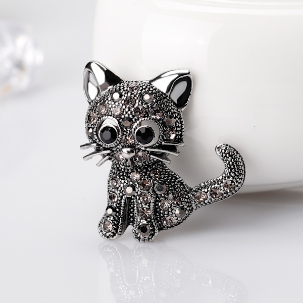 Kristallkattbroscher Pins Jul Bröllop Present till Kvinnor (katt)