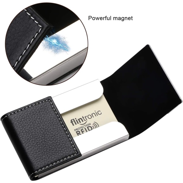 Black Business Card Holder - PU Leather Credit Card Holder, Ultra